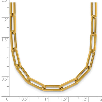 14K Gelbgold Poliert 4.3mm Büroklammer Glieder 18 Zoll Halskette