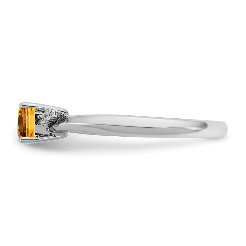 14K Weißgold Poliert Diamant und Citrin Mode Ring