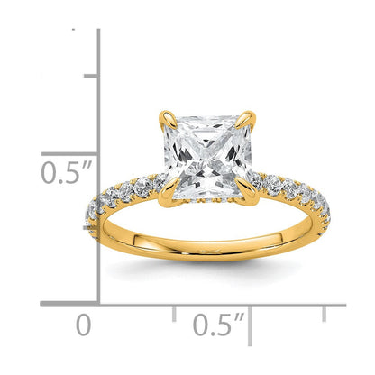 14K Gelbgold Verlobungsring mit 2,5K zertifiziertem, im Labor gezüchtetem Diamanten im Princess-Schliff, VS+ F+, kompletter Solitär mit Flair