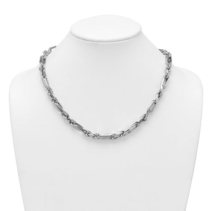 Sterlingsilber Rhodiniert Poliert 8.00mm Figaro Kordel Kette 20 Zoll Halskette