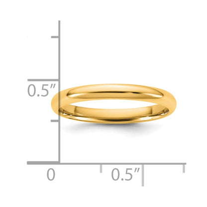 14K Gelbgold 2,5 mm leichter Ehering mit Komfort-Passform