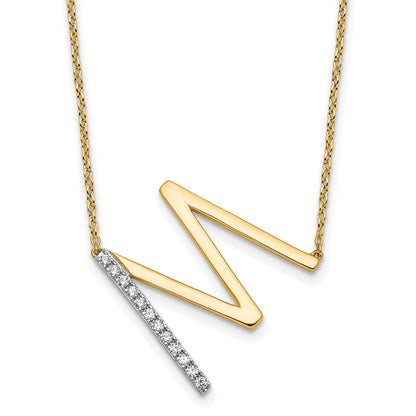14K Gelbgold Seitlich Diamant Initiale M 18 Zoll Halskette