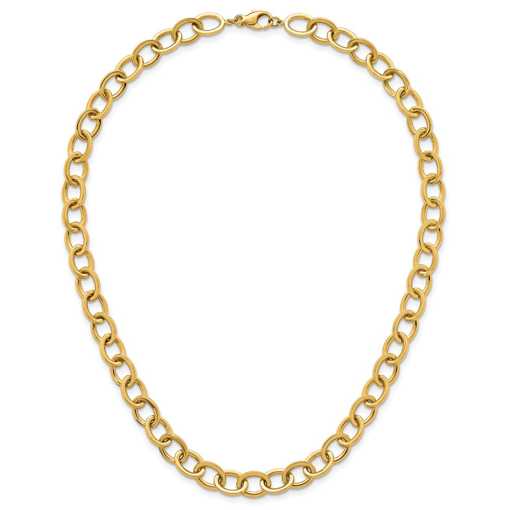 14K Gelbgold Poliert 9mm Rund Ankerkette Kette 18 Zoll Halskette