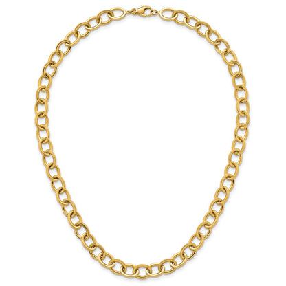 14K Gelbgold Poliert 9mm Rund Ankerkette Kette 18 Zoll Halskette