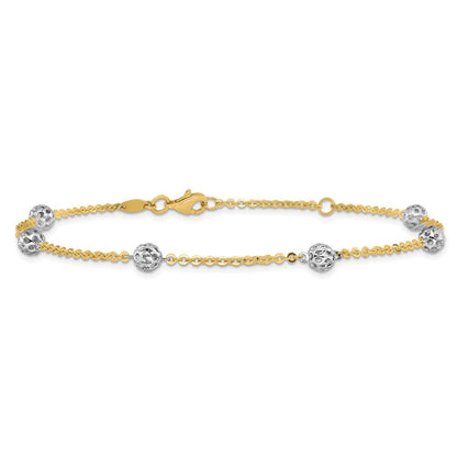 14K Bicolor Gold Bicolor Poliert und Diamantiert Fußkettchen