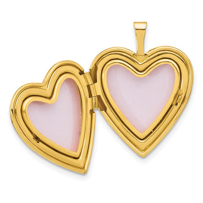14K Gelbgold Strukturiert und Poliert Herz Rand 20mm Herz Medaillon