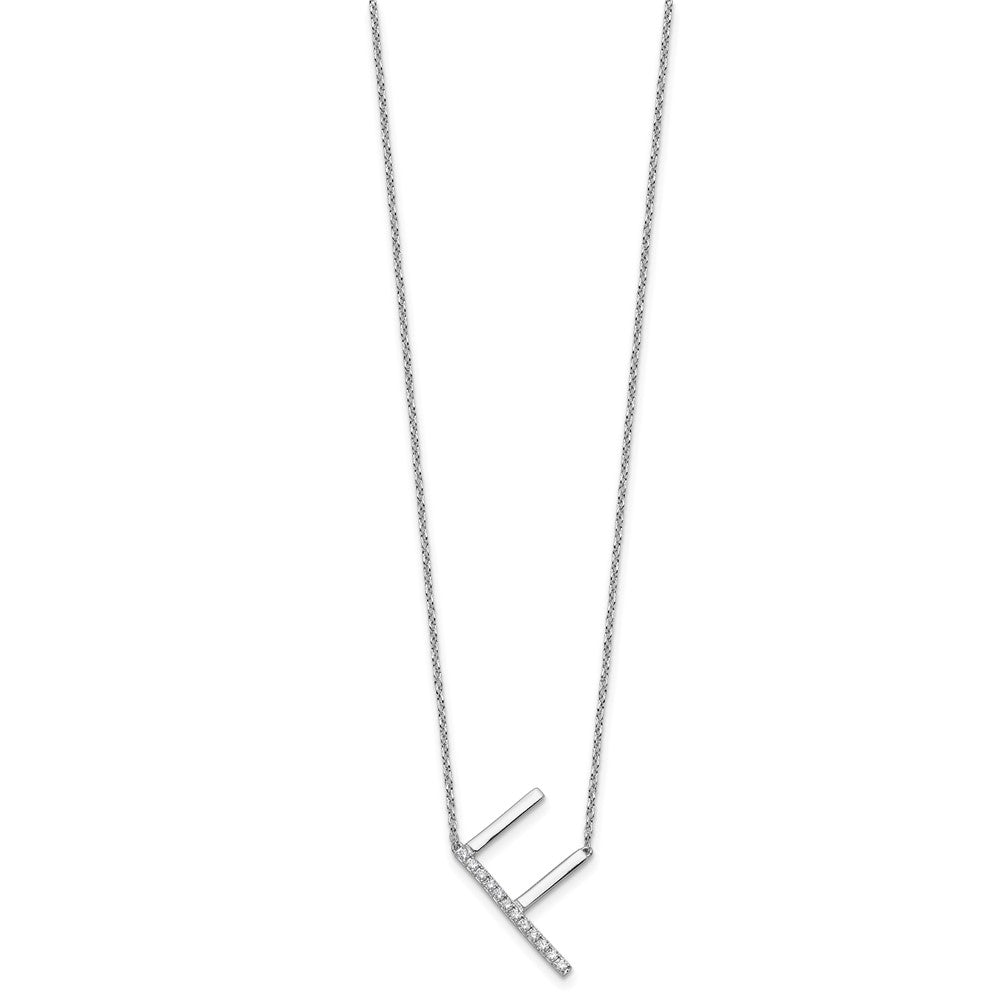 14K Weißgold Seitlich Diamant Initiale F 18 Zoll Halskette