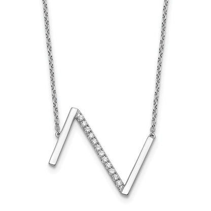 14K Weißgold Seitlich Diamant Initiale Z 18 Zoll Halskette