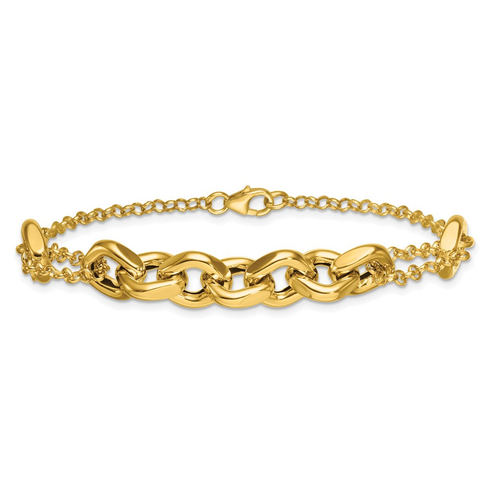 14K Gelbgold Poliert Fantasie Multi Glieder 7.5 Zoll Armband