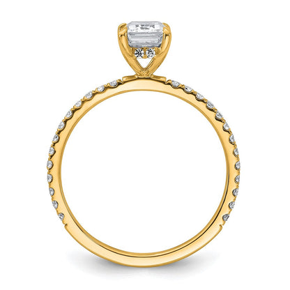 14K Gelbgold Verlobungsring mit 1,375 ct. zertifiziertem, im Labor gezüchtetem Diamanten im Emerald-Schliff VS+ F+, Solitär mit Flair
