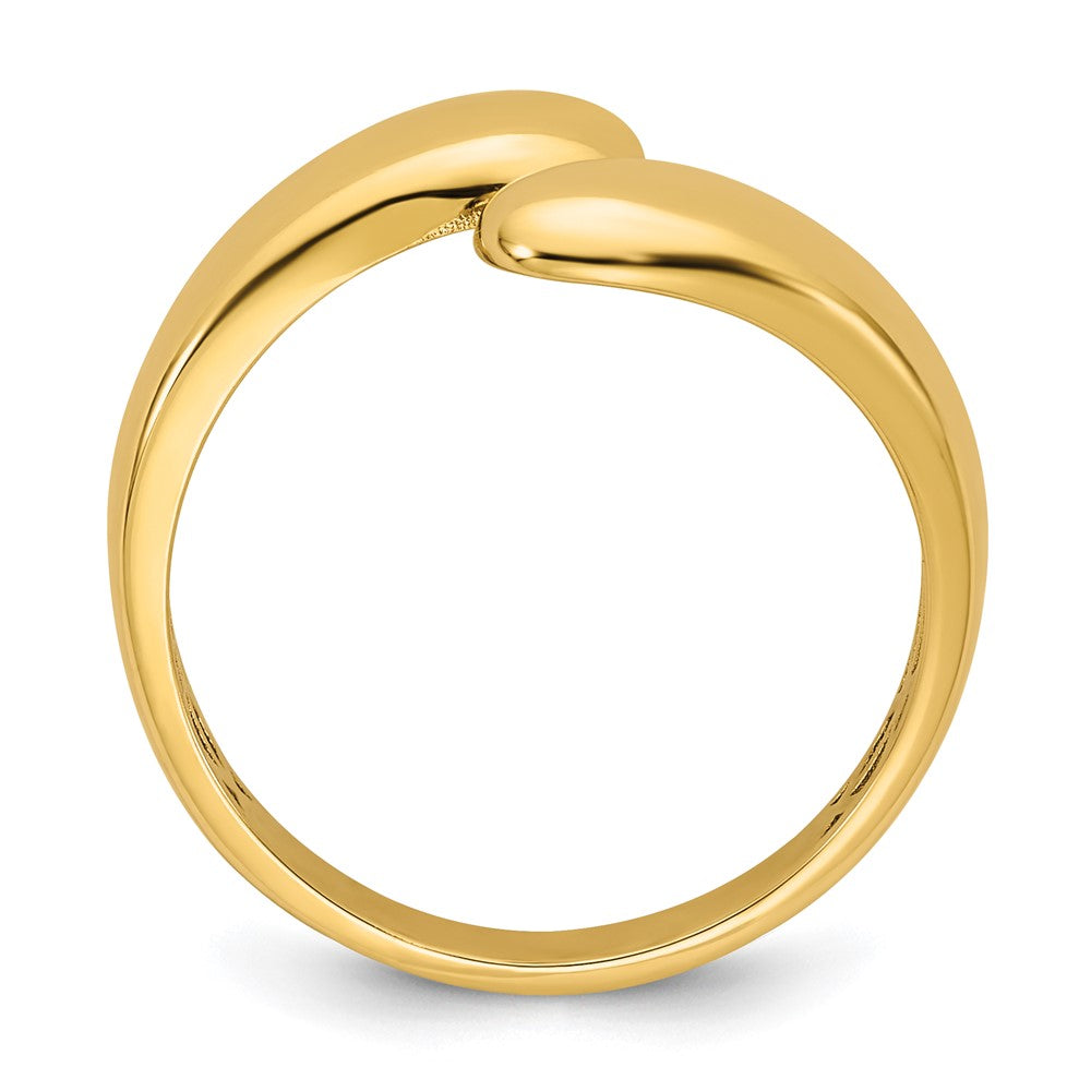 14K Gelbgold Polierter Bypass-Ring Größe 7