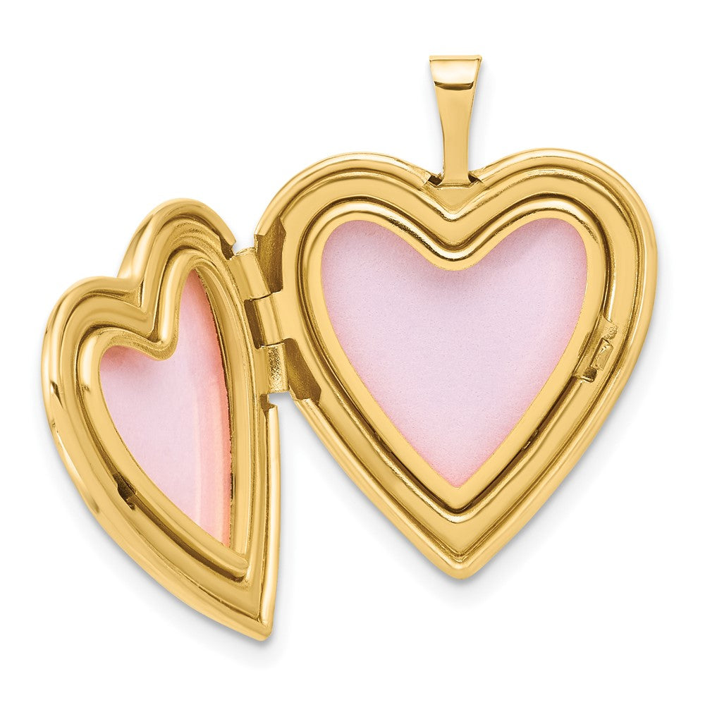 14K Gelbgold Poliert Diamant Scrolled 20mm Herz Medaillon