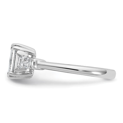14K Weißgold 1/2ct Im Labor Gezüchtet Diamant Vs+ F+ Smaragd Mittig Halbfassung Eng Ring