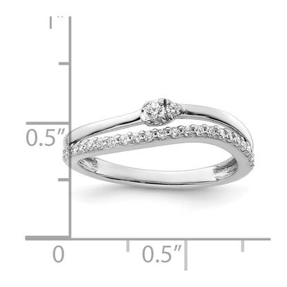 Ring aus 14K Weißgold poliert mit Diamant, doppelter Ehering, Fashion-Ring