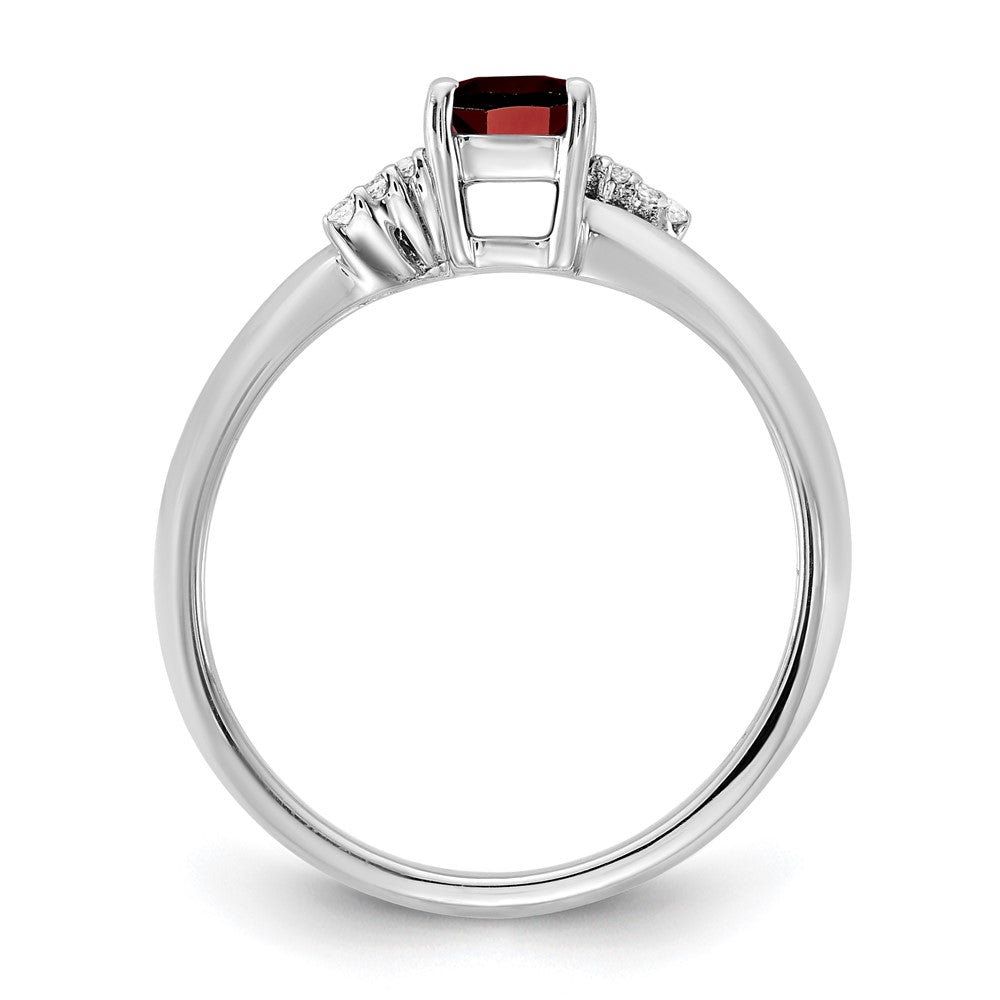14K Weißgold Poliert Diamant und Granat Mode Ring