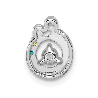 14K Weißgold 2 Geburtsstein und Diamant Mutter/child Kette Anhänger Halbfassung