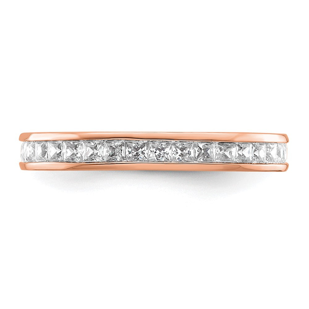 14K Roségold Poliert Größe 5.5 Kanalfassung-set 1 Karat Princess Diamant Komplett Memoire Ehering Ring