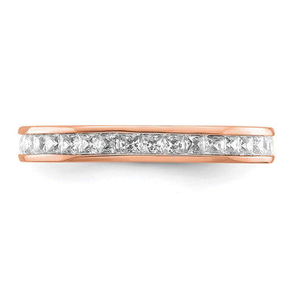 14K Roségold Poliert Größe 5.5 Kanalfassung-set 1 Karat Princess Diamant Komplett Memoire Ehering Ring