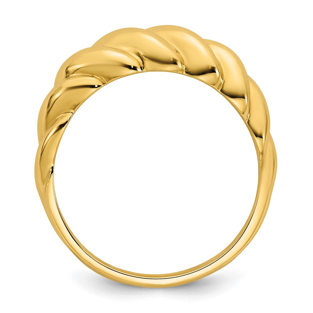 14K Gelbgold Poliert Gedrehter Gewölbter Ring, Größe 7