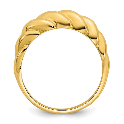 14K Gelbgold Poliert Gedrehter Gewölbter Ring, Größe 7