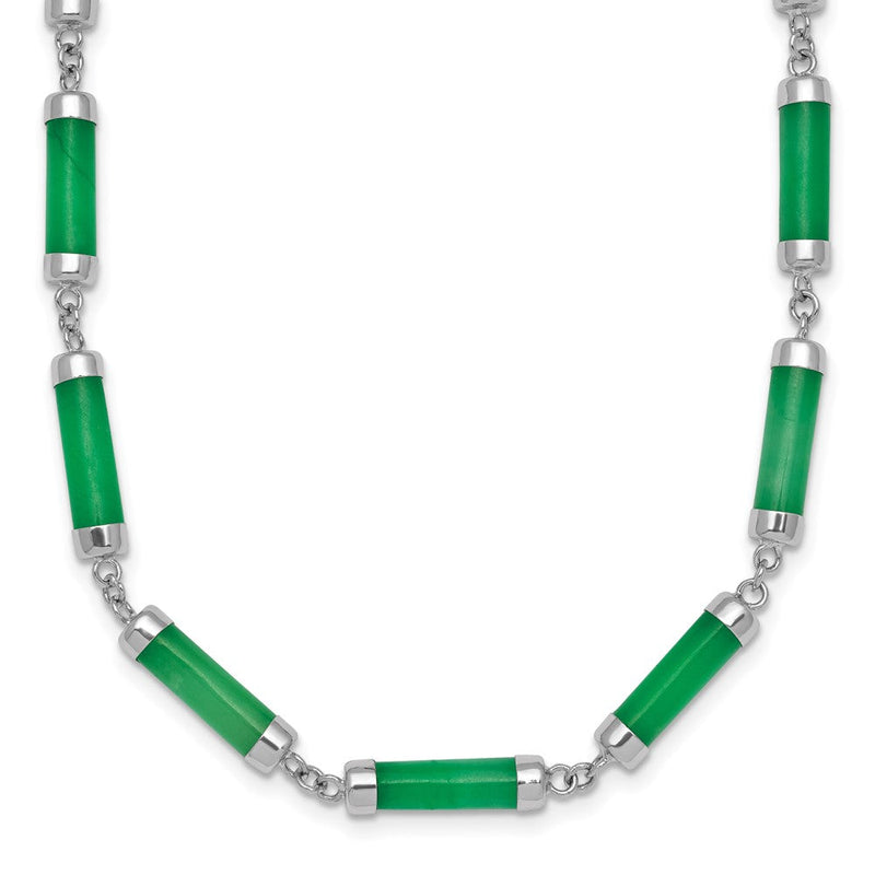 Sterlingsilber Rhodiniert Poliert Jade Bars 16.75 Zoll mit 0.5 Zoll Verlängerung Halskette