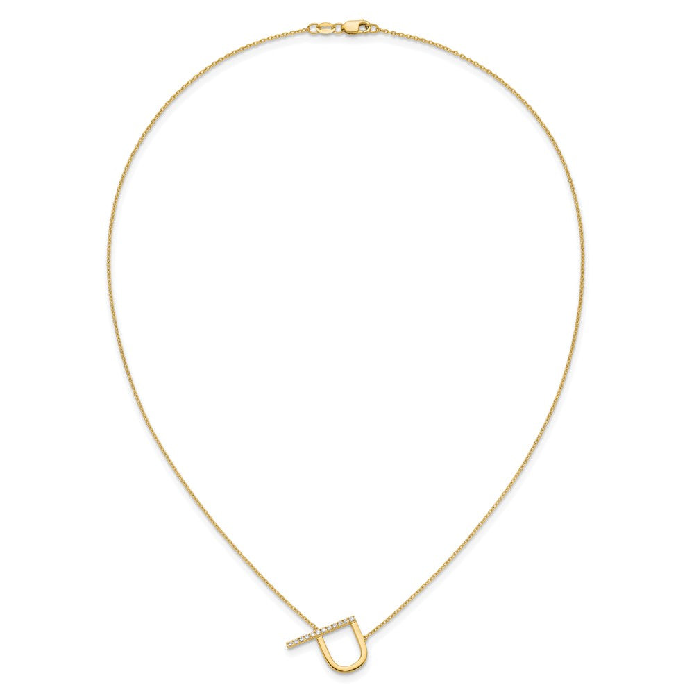 14K Gelbgold Seitlich Diamant Initiale P 18 Zoll Halskette