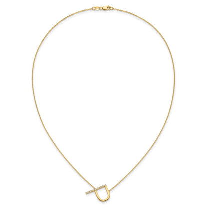 14K Gelbgold Seitlich Diamant Initiale P 18 Zoll Halskette