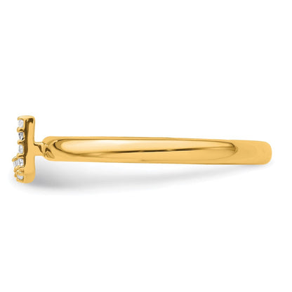 14K Gelbgold Stapelbar Diamant Initiale J Größe 7 Ring