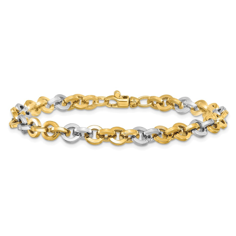 14K Weißgold Bicolor Poliert Glieder Armband