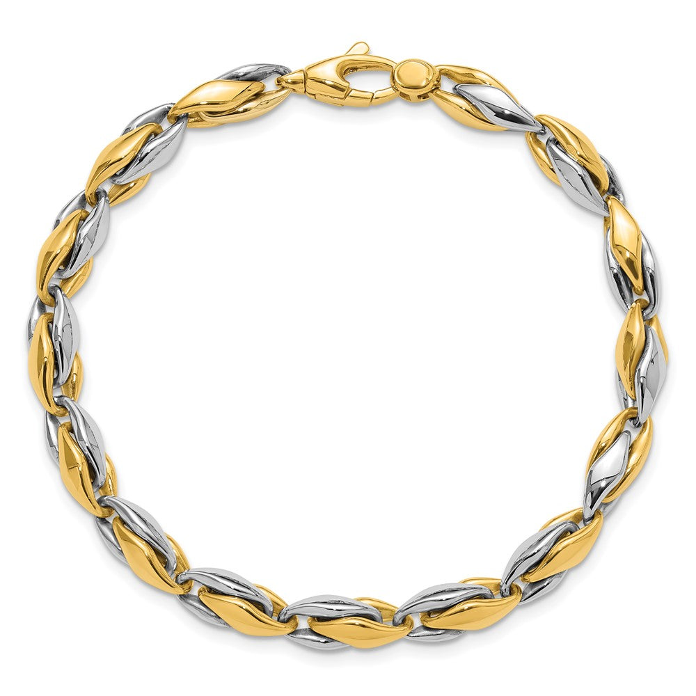14K Bicolor Gold Bicolor Poliert 5.6mm Fantasieglieder Gliederarmband