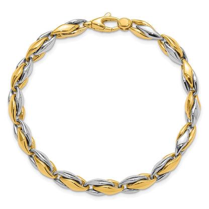 14K Bicolor Gold Bicolor Poliert 5.6mm Fantasieglieder Gliederarmband