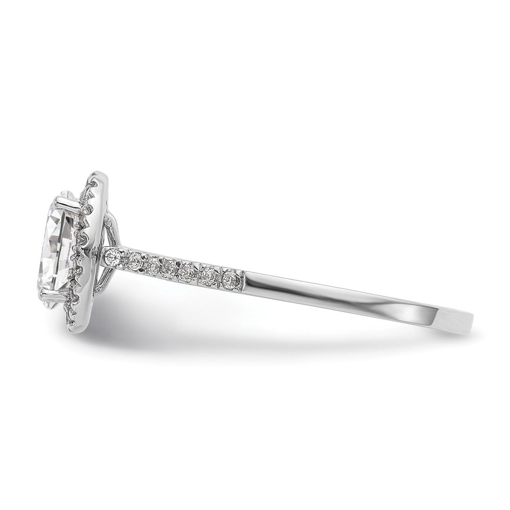 14K Weißgold Heiligenschein (holds 1 Karat (7x5mm) Oval Mittig) 1/4 Karat Diamant Halbfassung Verlobungsring