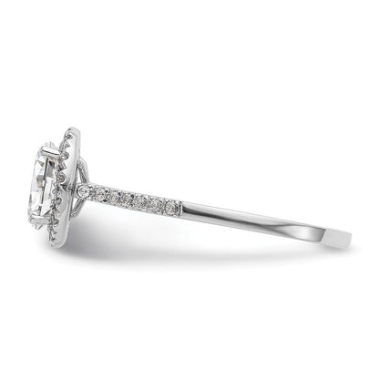 14K Weißgold Heiligenschein (holds 1 Karat (7x5mm) Oval Mittig) 1/4 Karat Diamant Halbfassung Verlobungsring