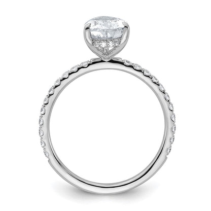 14K Weißgold Verlobungsring mit 2K zertifiziertem, im Labor gezüchtetem Diamanten VS+ F+ im Birnenschliff, kompletter Solitär mit Flair