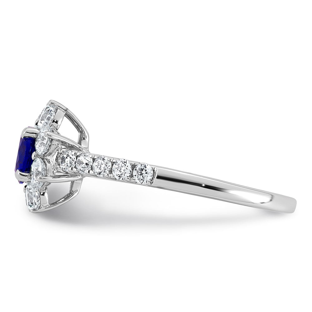 14K Weißgold Vs/si G+ Im Labor Gezüchtet Diamant und Aaa Qualität Echt Blau Sapp