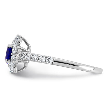 14K Weißgold Vs/si G+ Im Labor Gezüchtet Diamant und Aaa Qualität Echt Blau Sapp