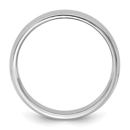 14k Weißgold 7 mm Milgrain halbrund Ehering