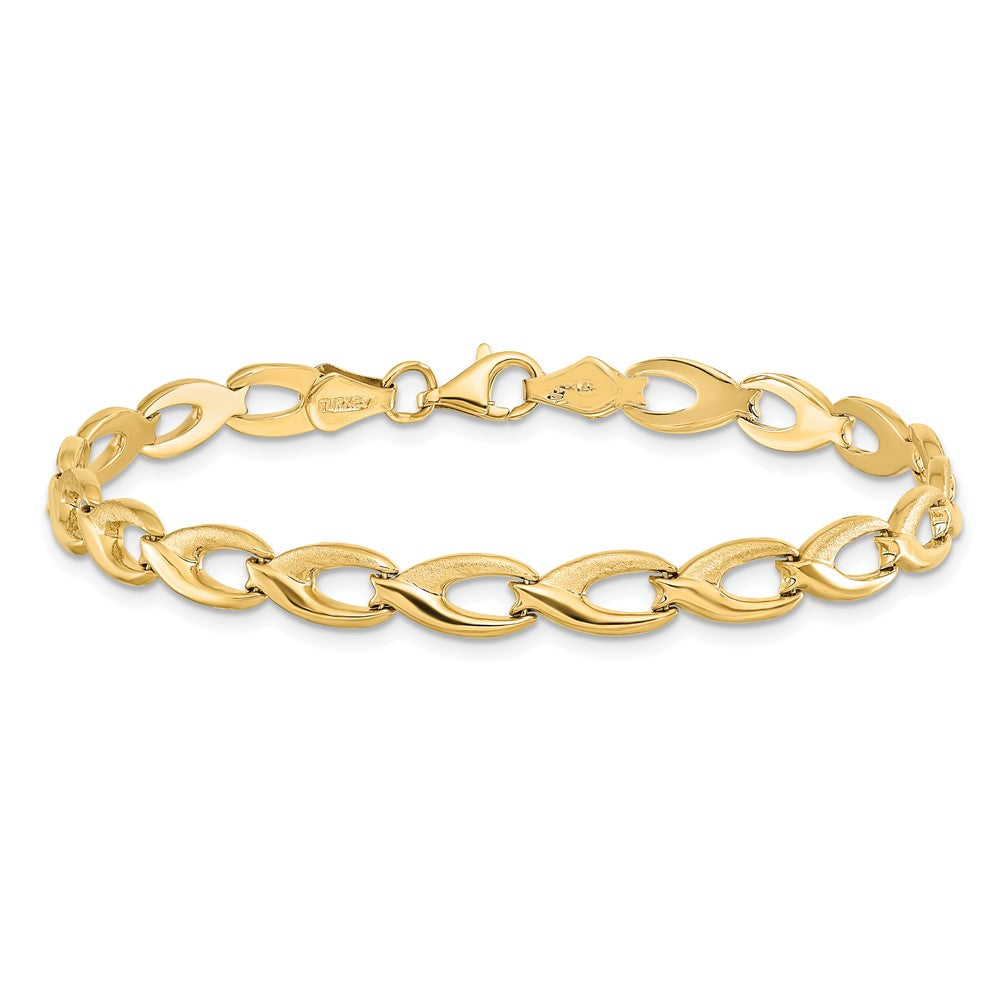 14K Gelbgold Fantasieglieder 7.25 Zoll Armband