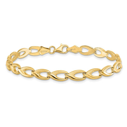 14K Gelbgold Fantasieglieder 7.25 Zoll Armband