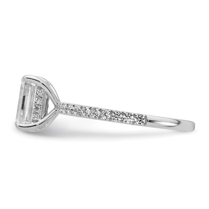 14K Weißgold Verlobungsring mit 2K zertifiziertem, im Labor gezüchtetem Diamant VS/SI+ G+ im Emerald-Schliff, Solitär mit Flair, komplett