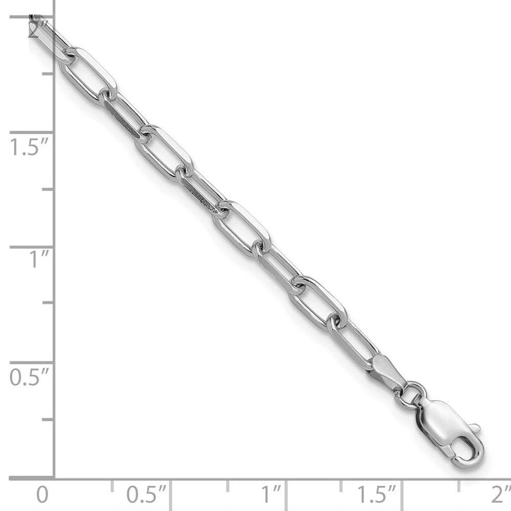 14K Weißgold 3.5mm Massiv Abgeschrägt Büroklammer Gliederarmband
