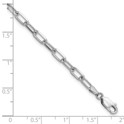 14K Weißgold 3.5mm Massiv Abgeschrägt Büroklammer Gliederarmband