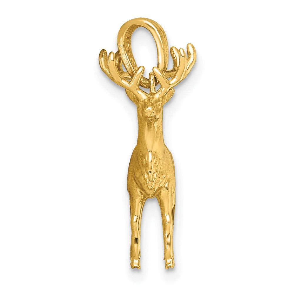 14K Gelbgold Polierter 3-D Rentier-Charm