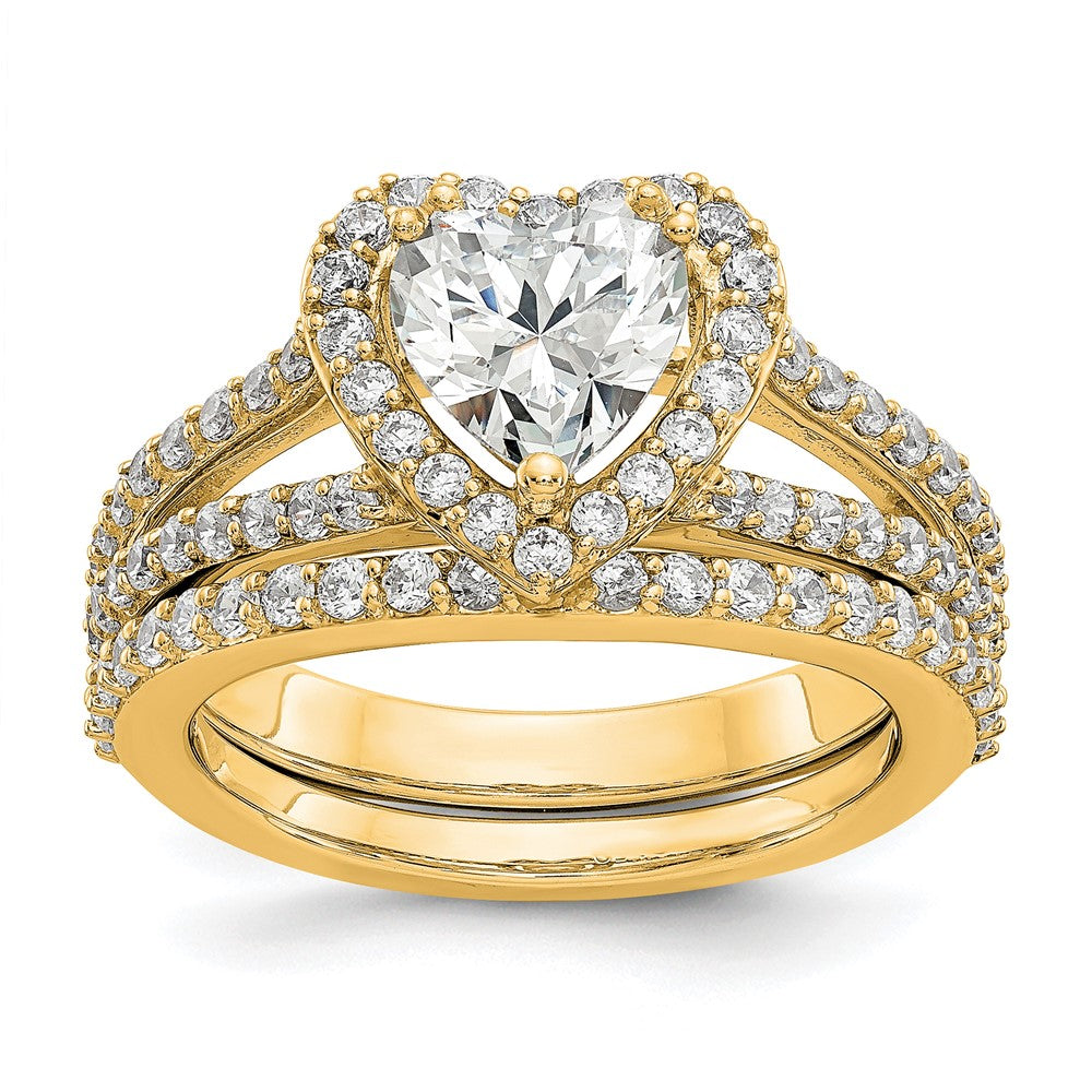 14K Gelbgold Diamant Herz Halbfassung Heiligenschein Verlobungsring