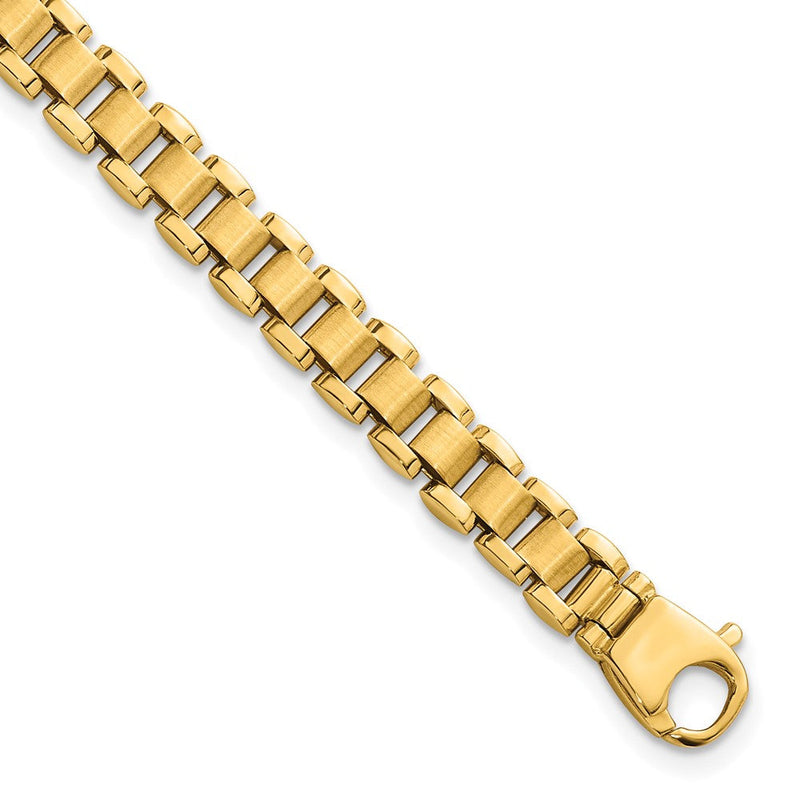 14K Gelbgold Poliert und Gebürstet 6.25mm Fantasieglieder Gliederarmband