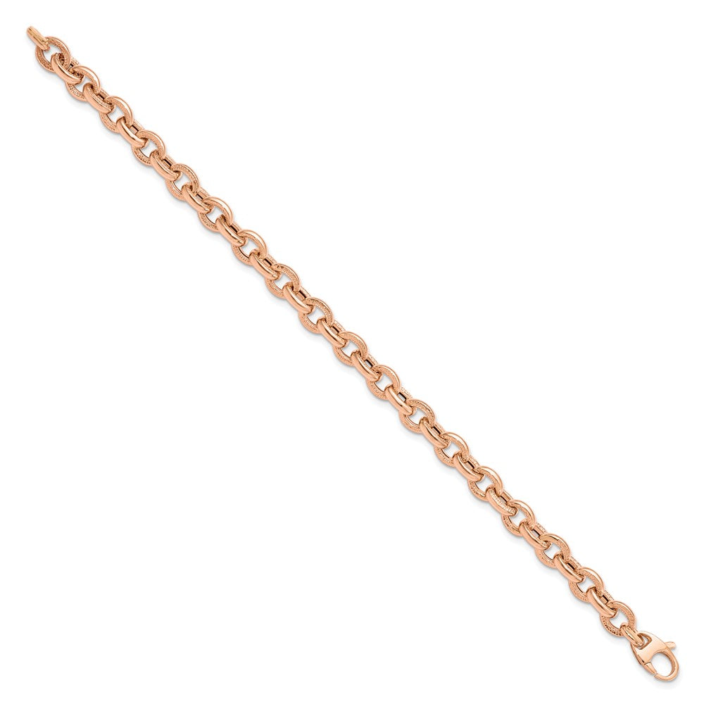 14K Roségold Strukturiert Glieder 7.5 Zoll Armband