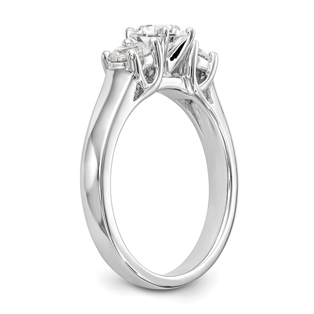 14K Weißgold 3-stone Stift Set Mittig Halbfassung Diamant Verlobungsring