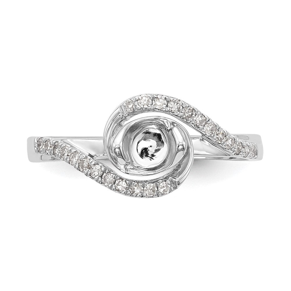 14K Weißgold By-pass (holds 1/3 Karat (4.5mm) Rund Mittig) 1/6 Karat Diamant Halbfassung Verlobungsring