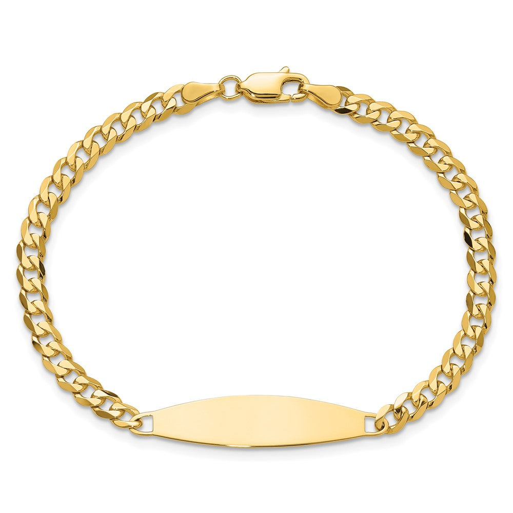 14K Gelbgold Poliert Massiv Kette/solid Platte Flach Panzer Glieder 29.5x8mm Platte Id Armband