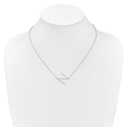14K Weißgold Seitlich Diamant Initiale N 18 Zoll Halskette